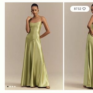 Mare Mare Emmy Satin Corset
Maxi Dress- Green Bridesmaid dress